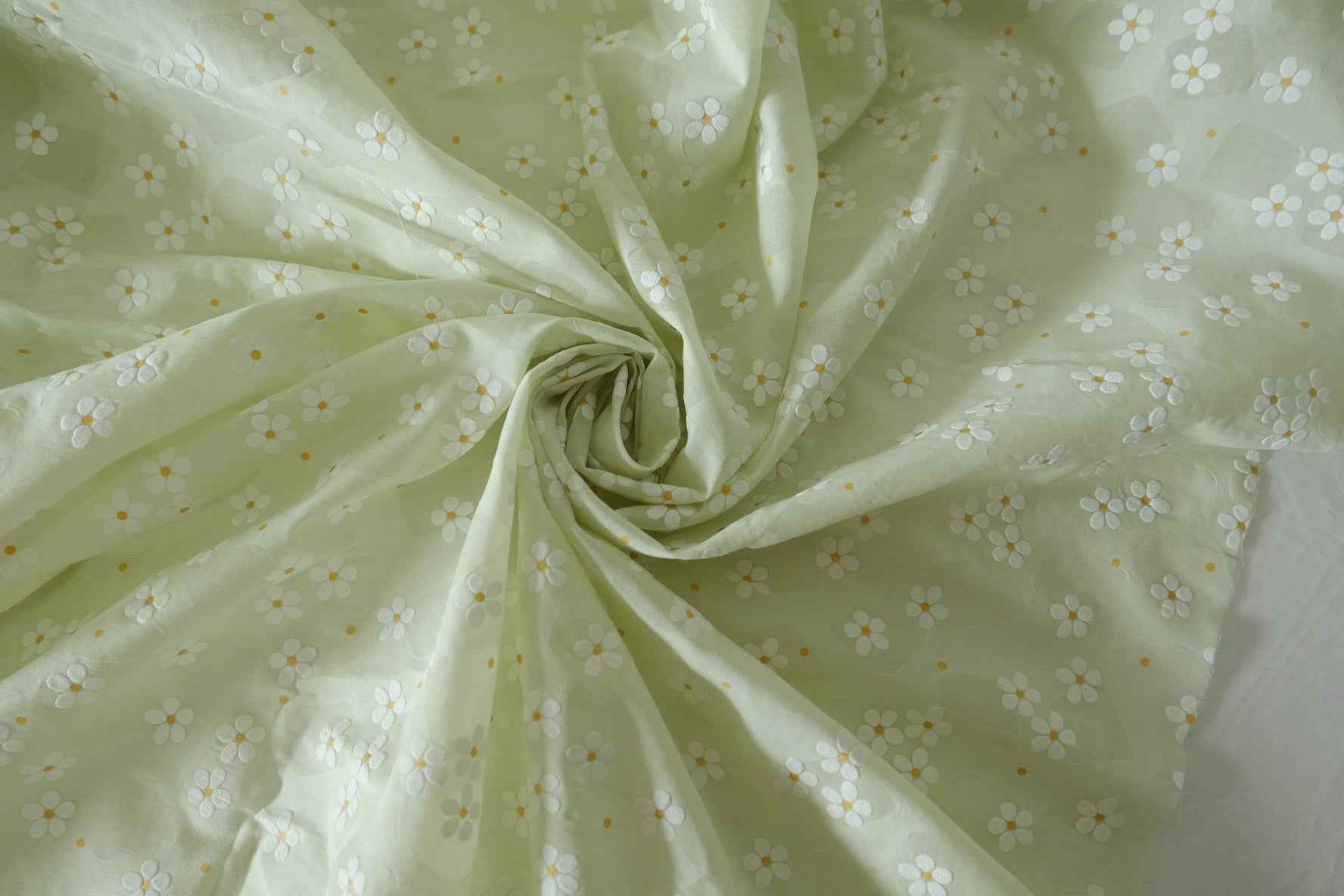 Sage Daisy Textured Cotton Fabric – 2.2 yd