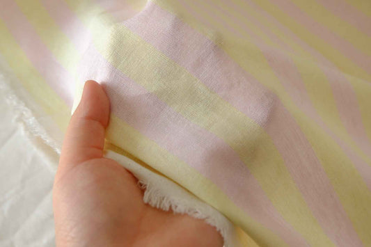 Pastel Pink & Yellow Stripe Linen Cotton – 2.2 yd