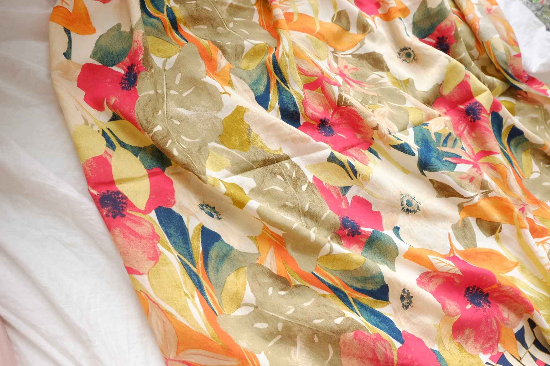 Border Floral Tencel Cotton Fabric - 1.64 yd