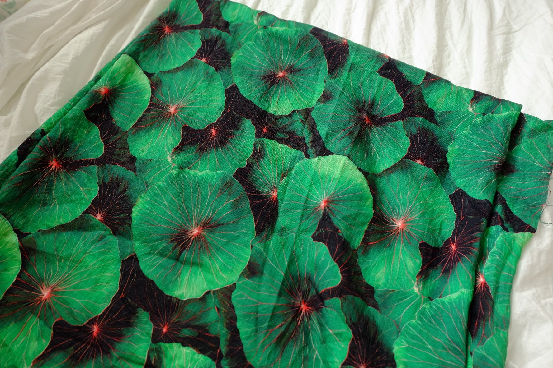 Water Lily Print Tencel Linen Fabric – Airy, Soft, Unlined Summer Dress Fabric (2.19 yards)