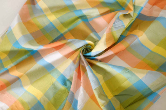 Pastel Windowpane Plaid Yarn Dyed Cotton Fabric – 1.6 yd