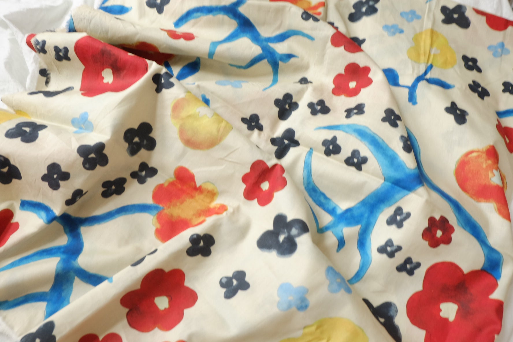 Painterly Floral Cotton Fabric - 1.86 yd