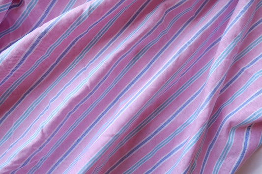 Pink Blue Striped Cotton Linen – 2.2 yd