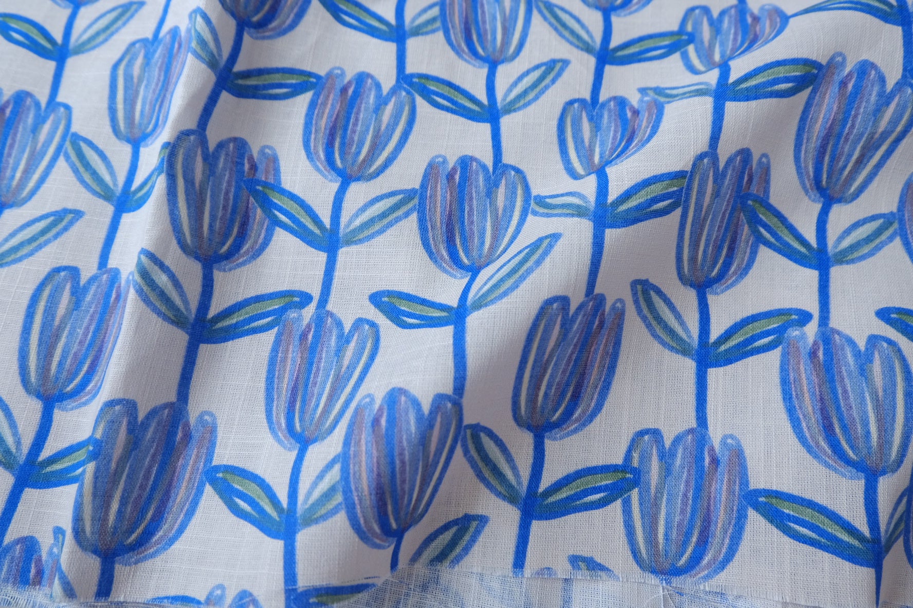 Blue Tulip Slub Cotton Fabric — 2.19 yd
