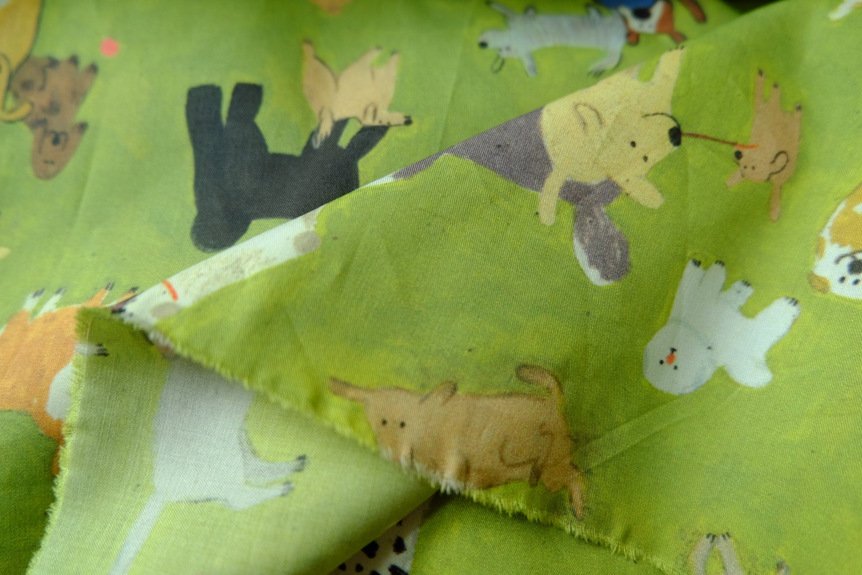 Playful Dog Print High-Density Cotton Twill Fabric 1.5 Yards