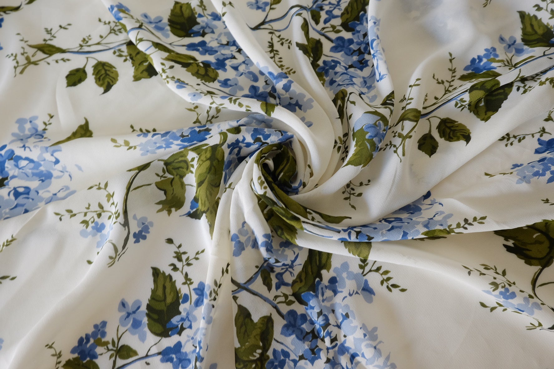 Blue Floral Soft Matte Viscose Fabric – 2.2 / 3.3 yd