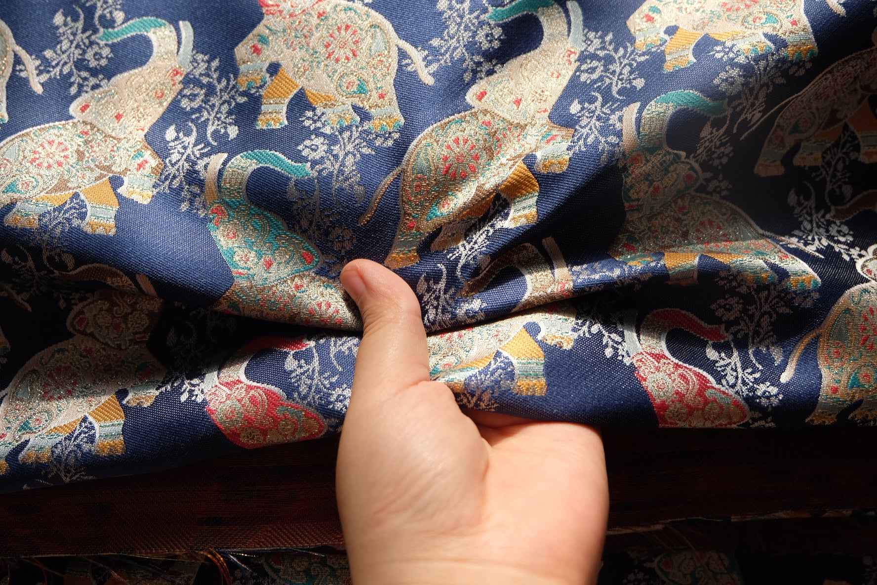Elephant Jacquard Brocade Fabric for Vests and Cheongsam-Inspired Dresses, 2.19 Yards
