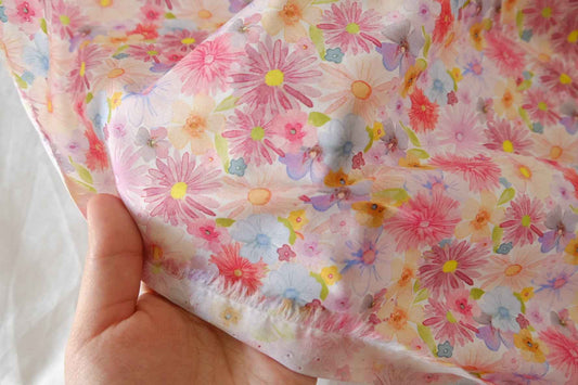 Pink Garden Floral Cotton Lawn Fabric – 4 yd