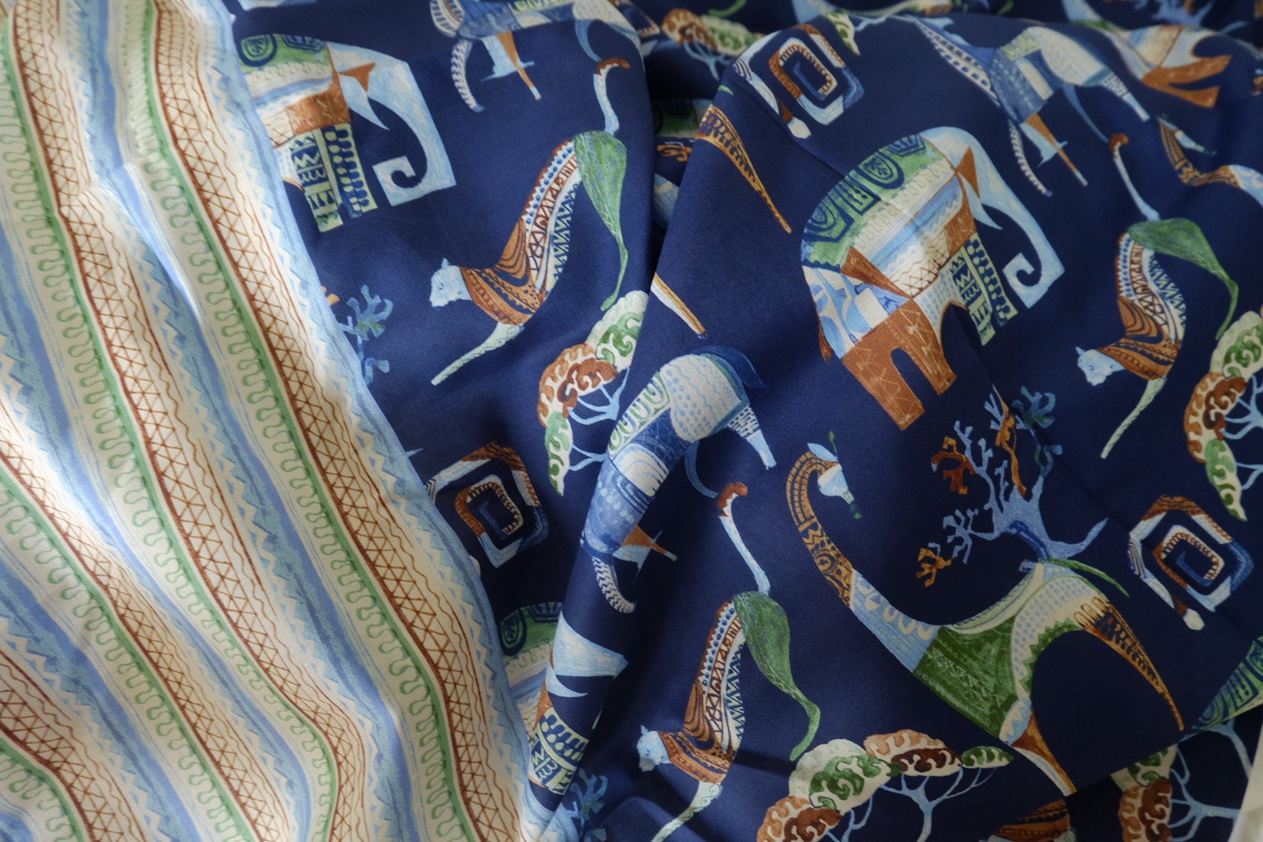 Navy Horse Print Border Cotton Fabric – 2.2 yd
