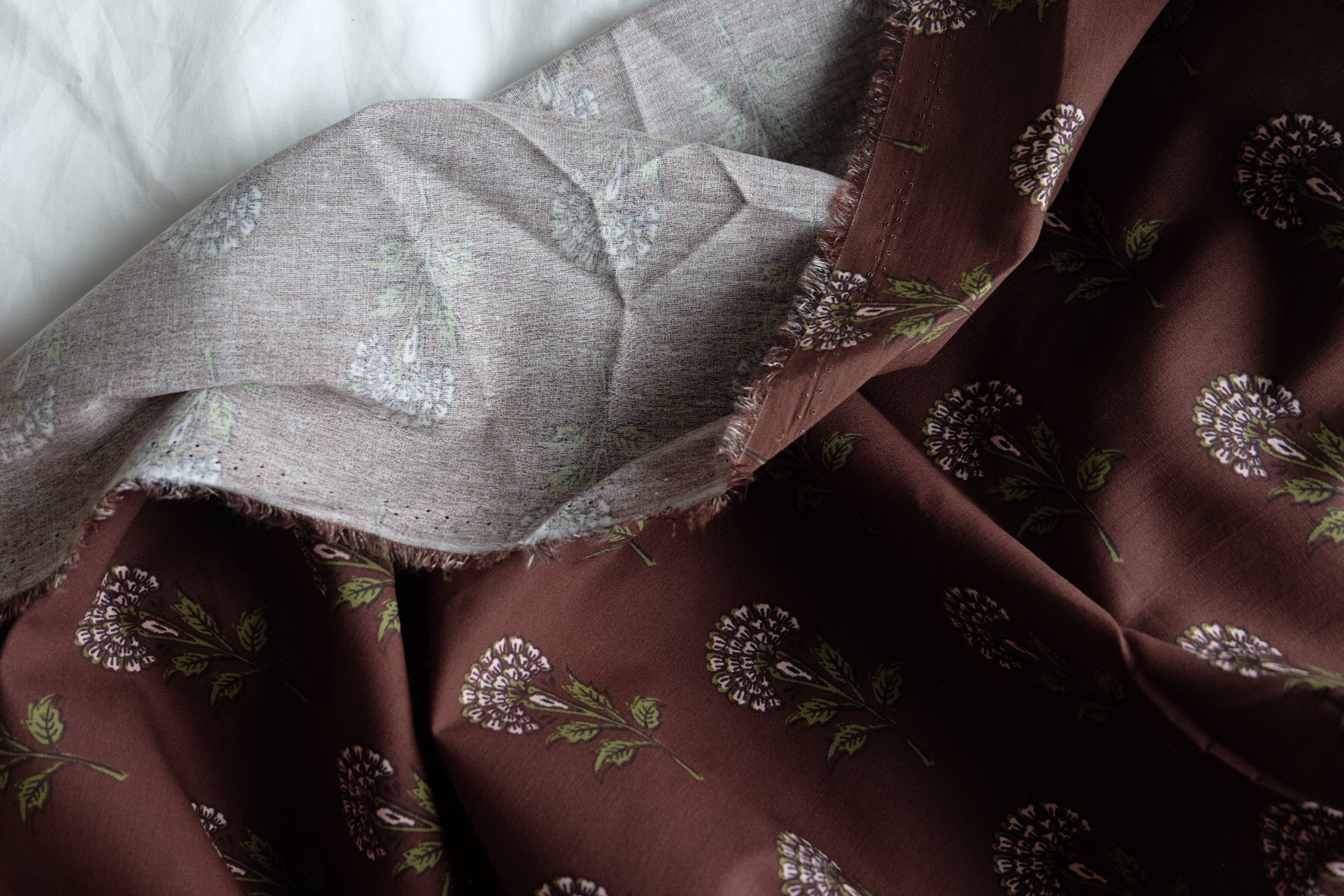 Brown Botanical Border Print Cotton – 1.6 yd