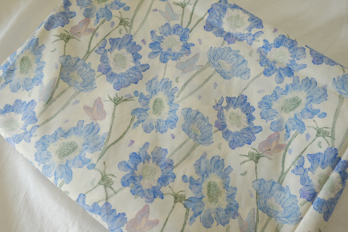 Blue Butterfly Garden – Premium Cotton Fabric | 2.2  Yards