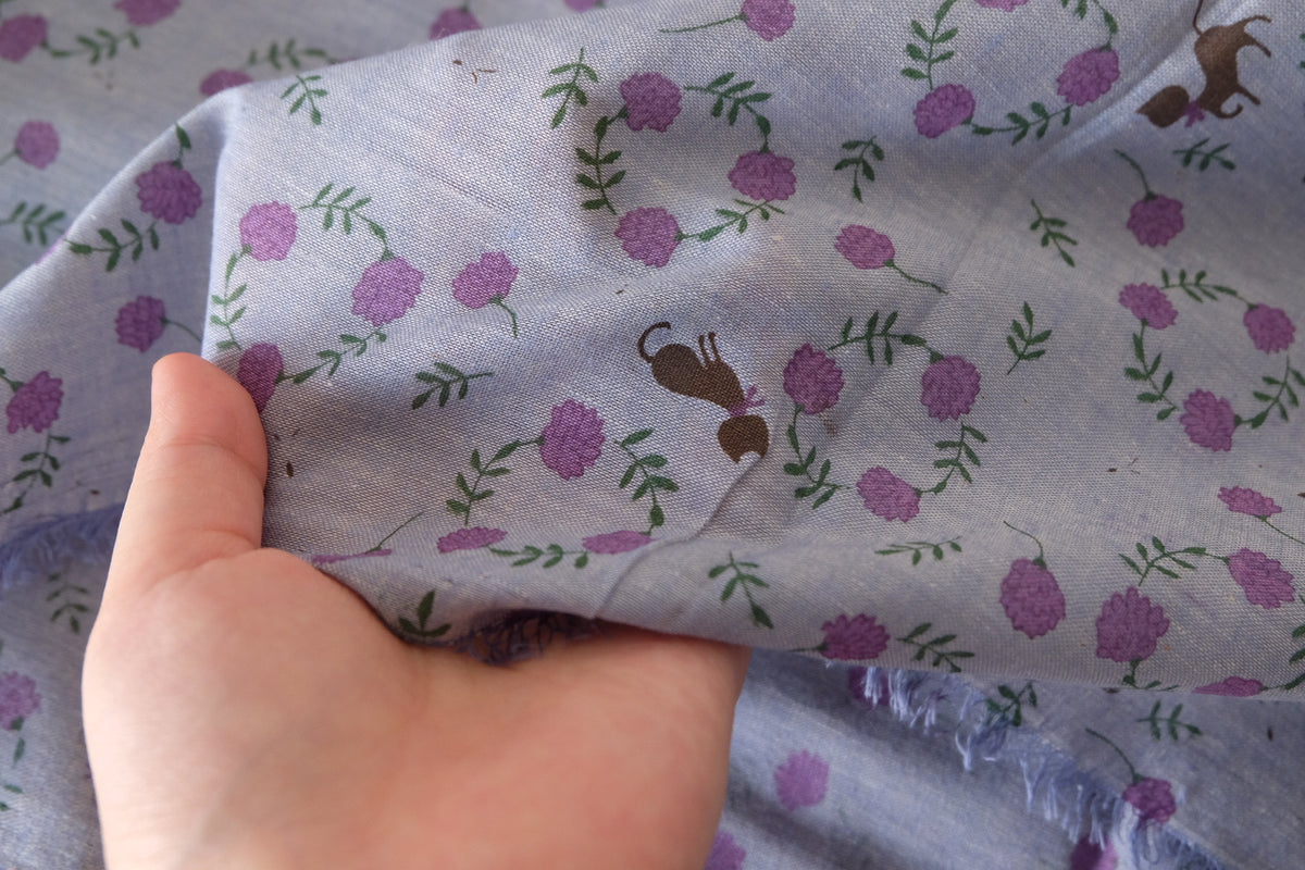 Lilac Floral & Cat Yarn-Dyed Woven – 2.2 yd