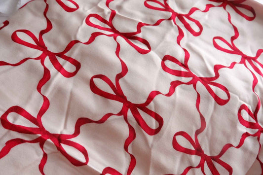 Red Bow Rayon Challis Fabric - 3.28 yd