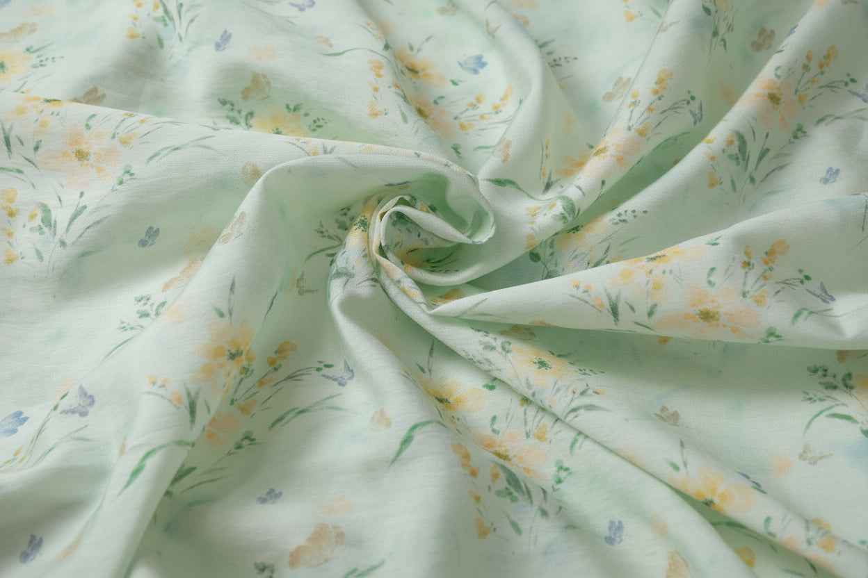 Mint Meadow Tencel Cotton Fabric, Soft Breathable Summer Weight, 3.28 Yards