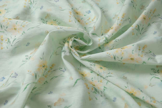 Mint Meadow Tencel Cotton Fabric, Soft Breathable Summer Weight, 3.28 Yards