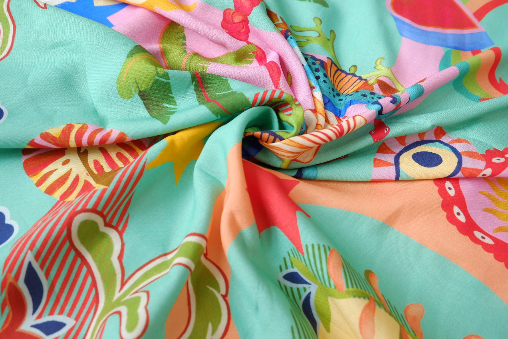 Seahorse Resort Scarf Print Rayon Challis — 3.28 yd