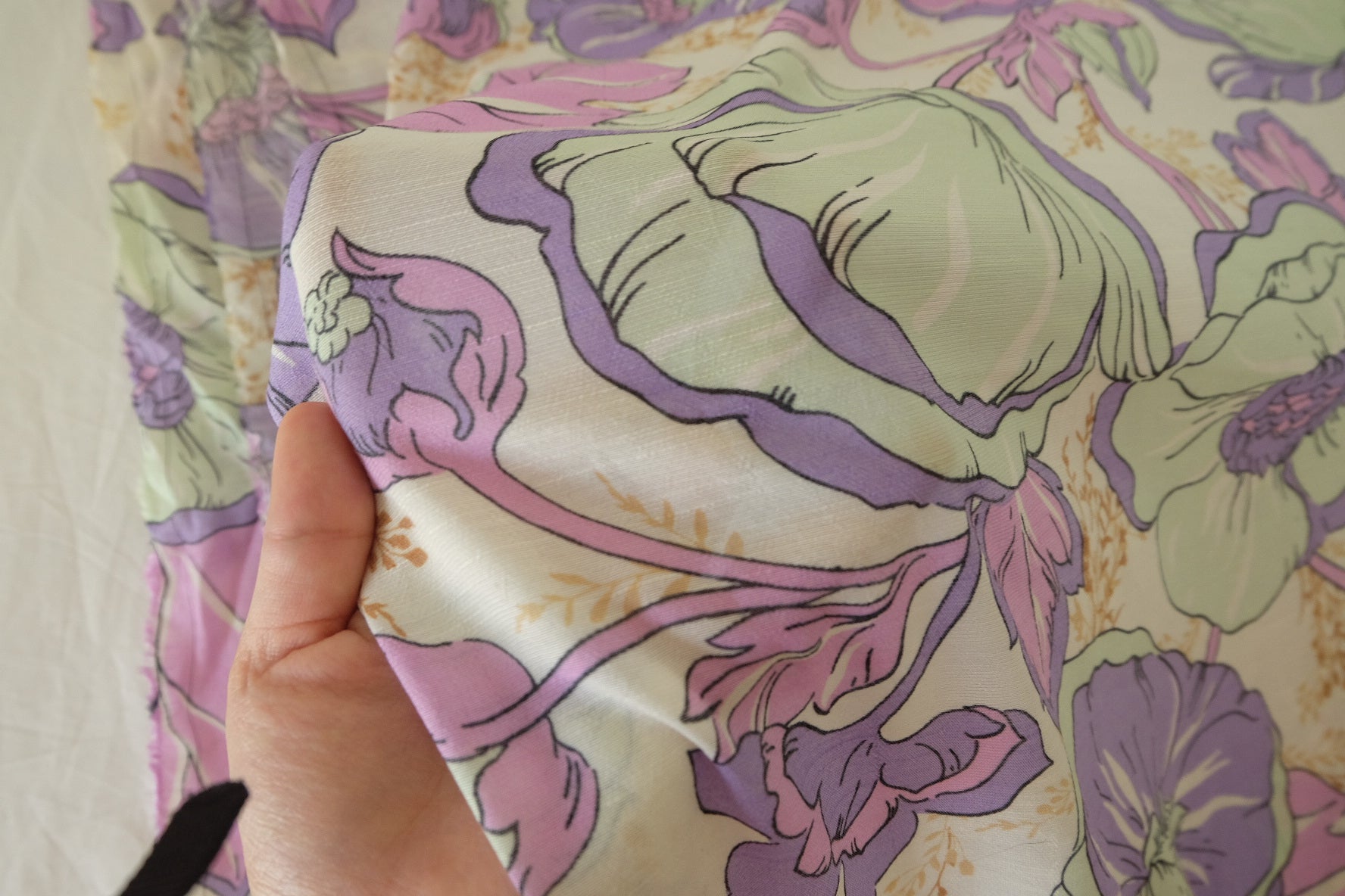 Soft Slub Cotton Rayon Floral Fabric – 3.3 yd