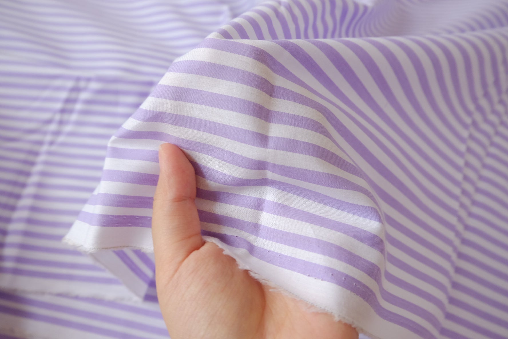 Lilac Stripe Cotton Poplin, 2.19 Yards