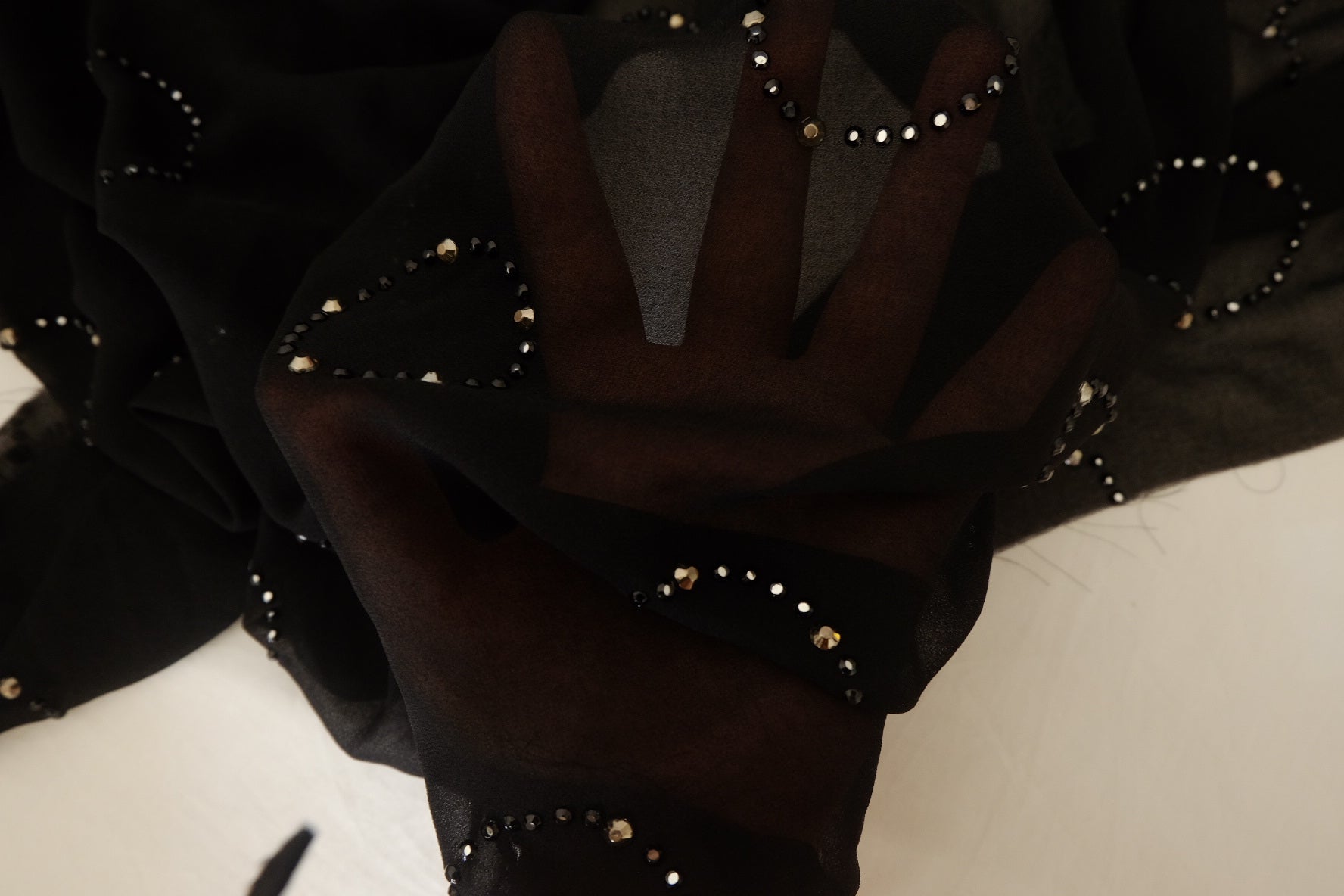 Black Rhinestone Mesh Fabric – 2.2 yd