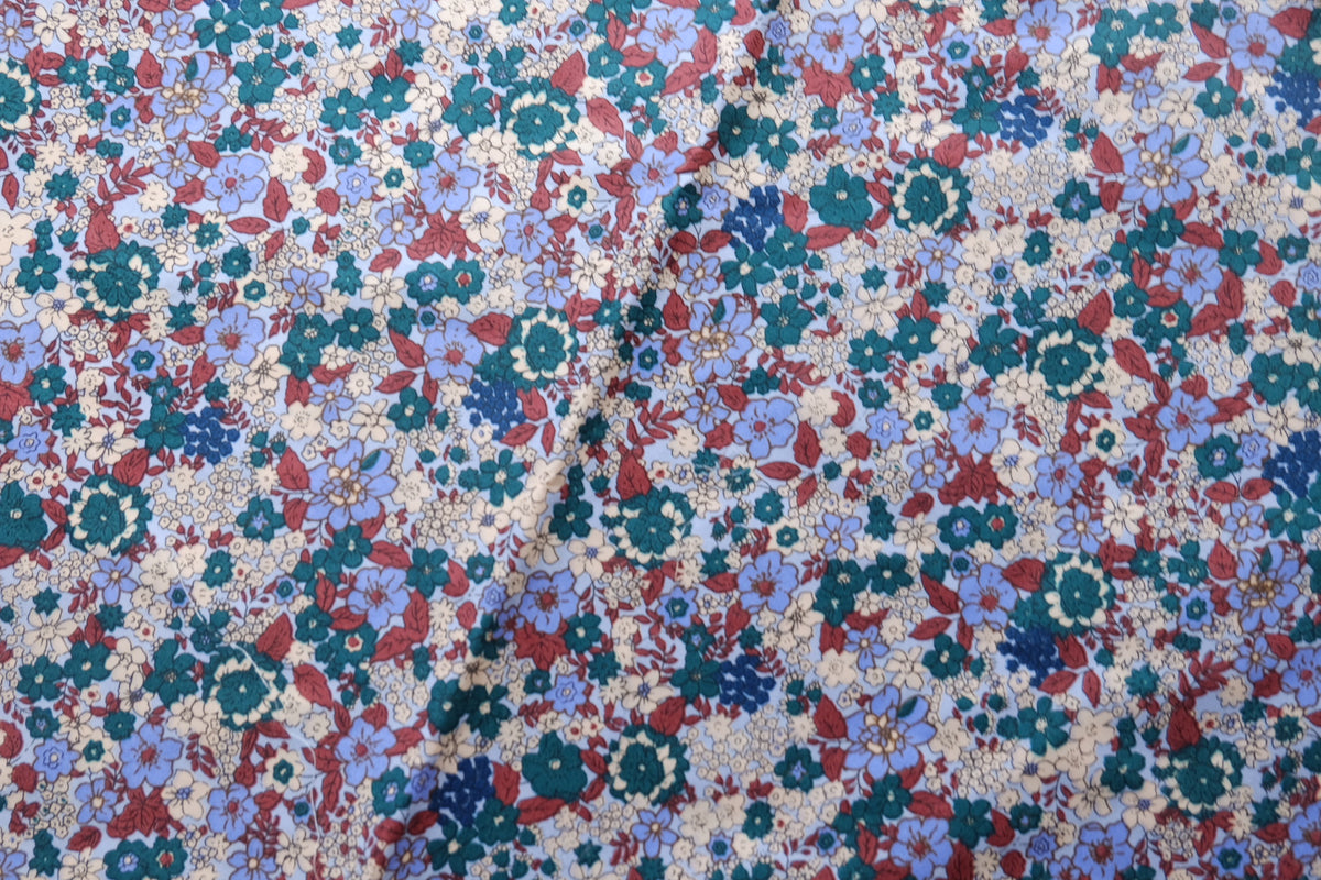 Blue Vintage Floral Cotton Lawn – 2.2 yd