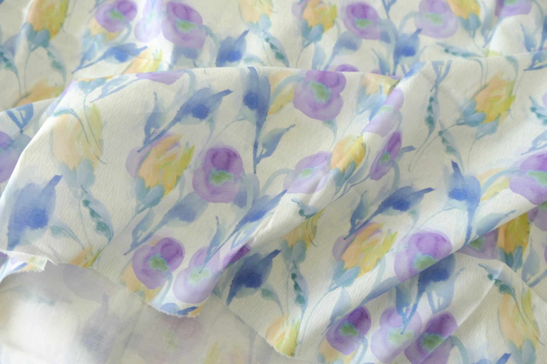 Watercolor Lavender Garden Cotton Lawn Fabric – 2.73 yd Piece