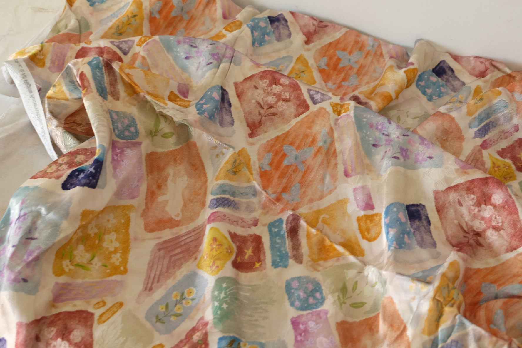 Watercolor Patchwork Jacquard Rayon Fabric – By the Meter