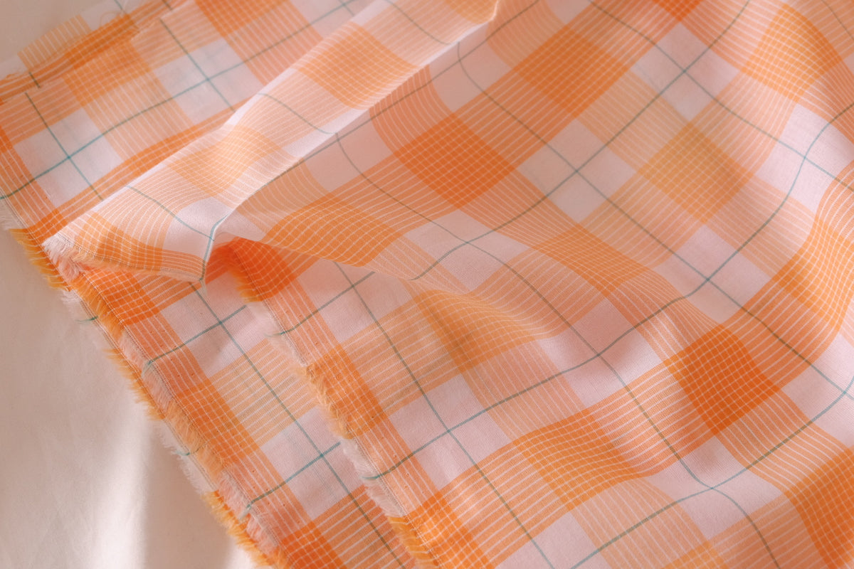 Apricot Mint Yarn-Dyed Cotton Check – 3.3 yd