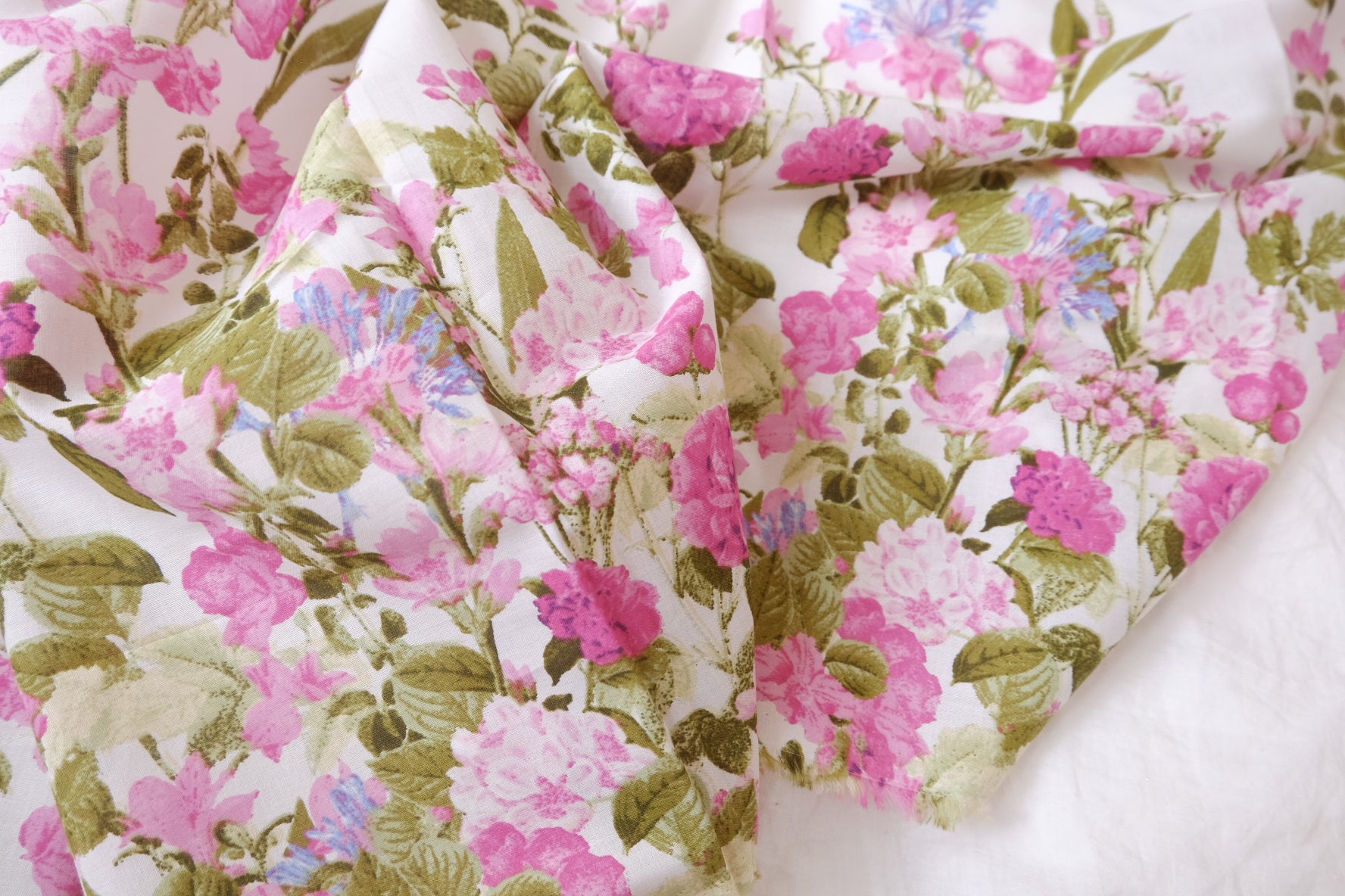 Pink Border Floral Cotton, 3.3 Yards