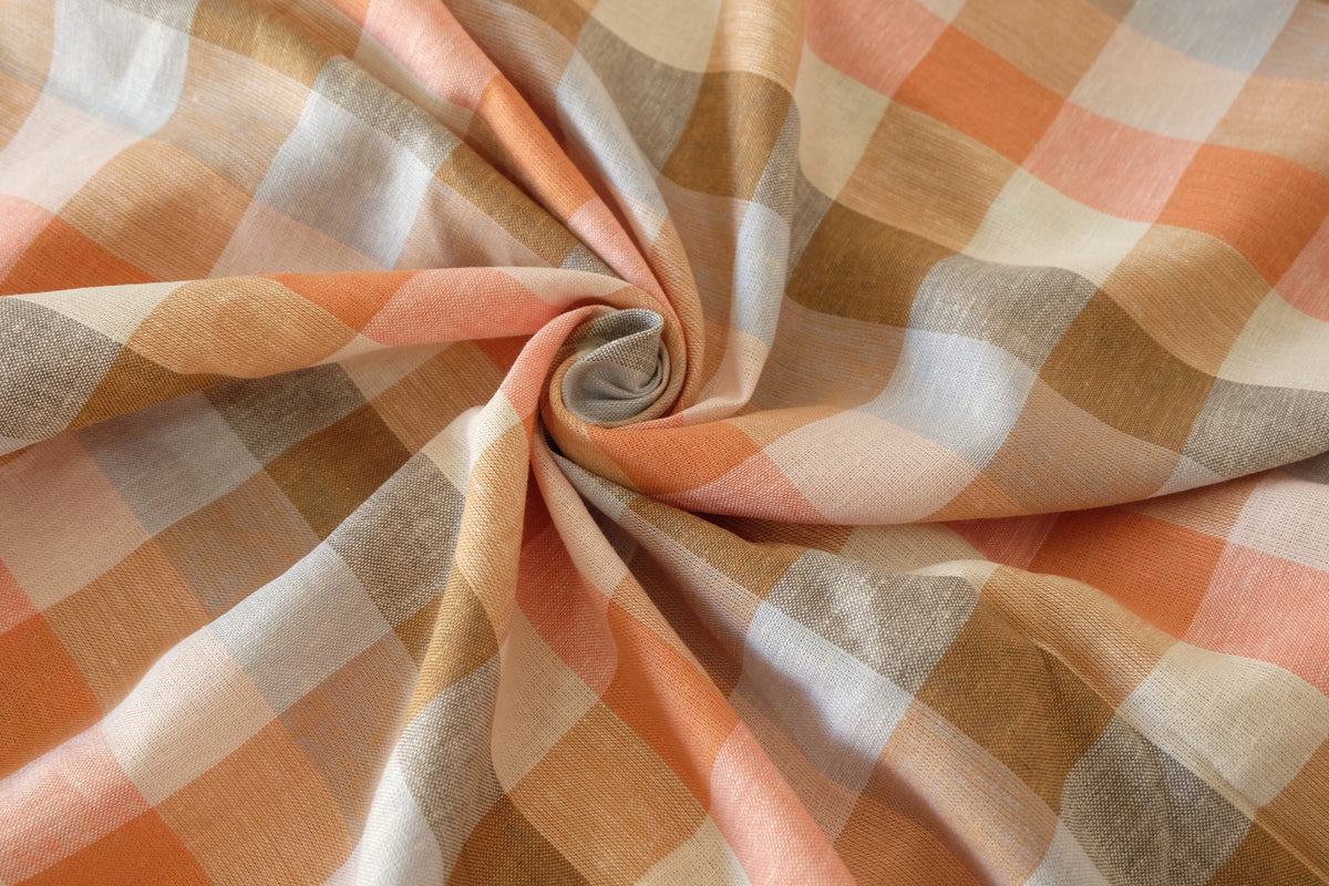 Autumn Pastel Check Linen Cotton – 2.2 yd/1.64yd