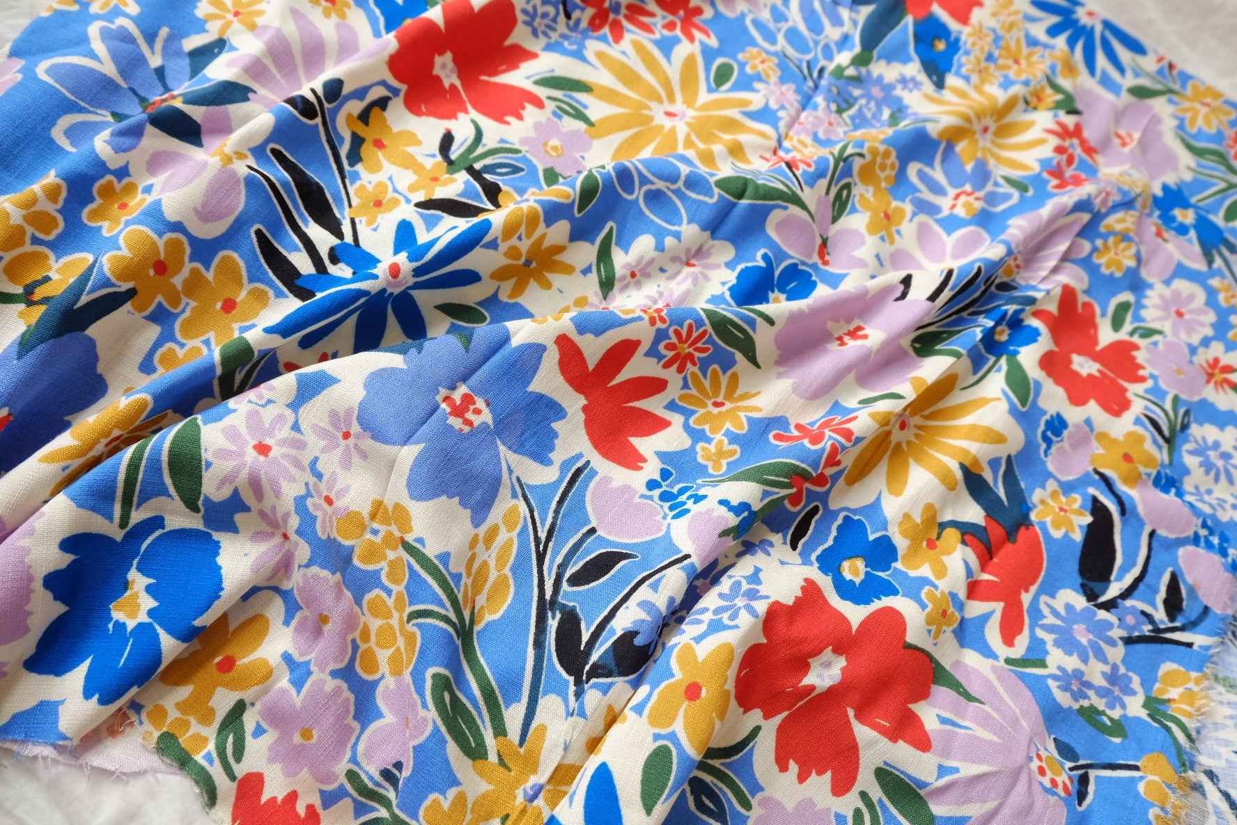 Stretch Linen-Cotton Floral Fabric - 1.64 yd