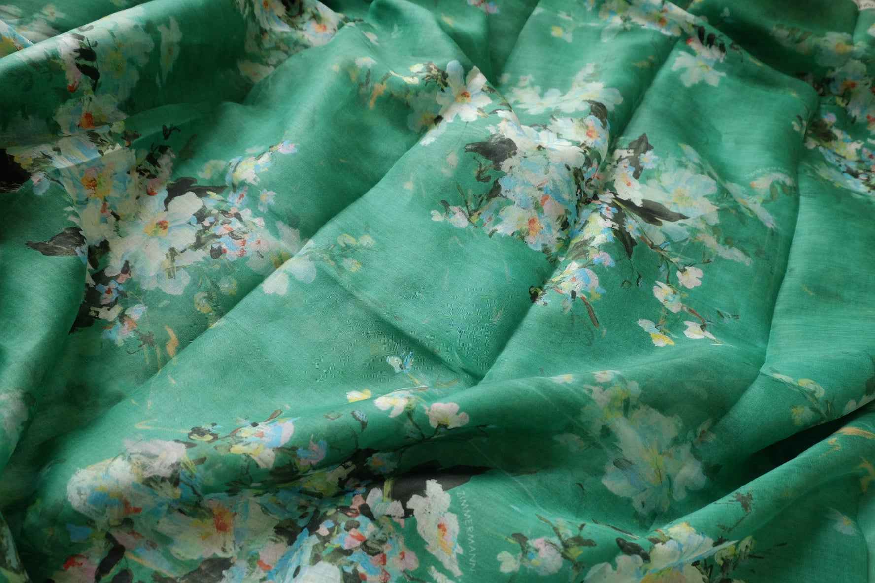 Designer Hand-Painted 80s Linen Dress Fabric - 3.28 yd