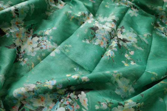 Designer Hand-Painted 80s Linen Dress Fabric - 3.28 yd