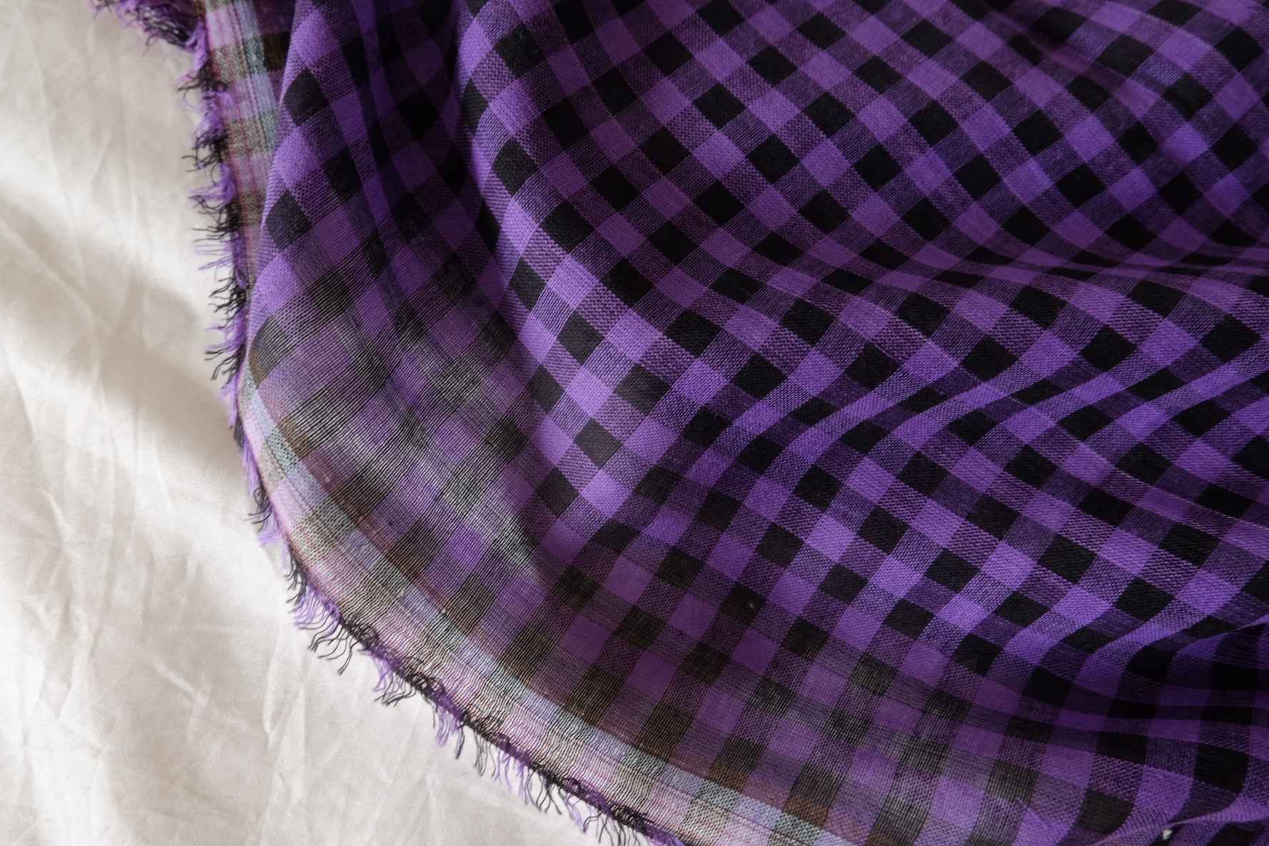 Purple & Black Gingham Cotton Gauze Fabric – 3.3 yd