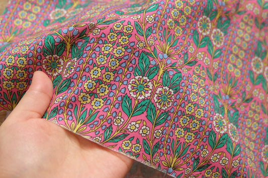 Ornamental Floral Cotton, Pink Ground, 2.2 Yards