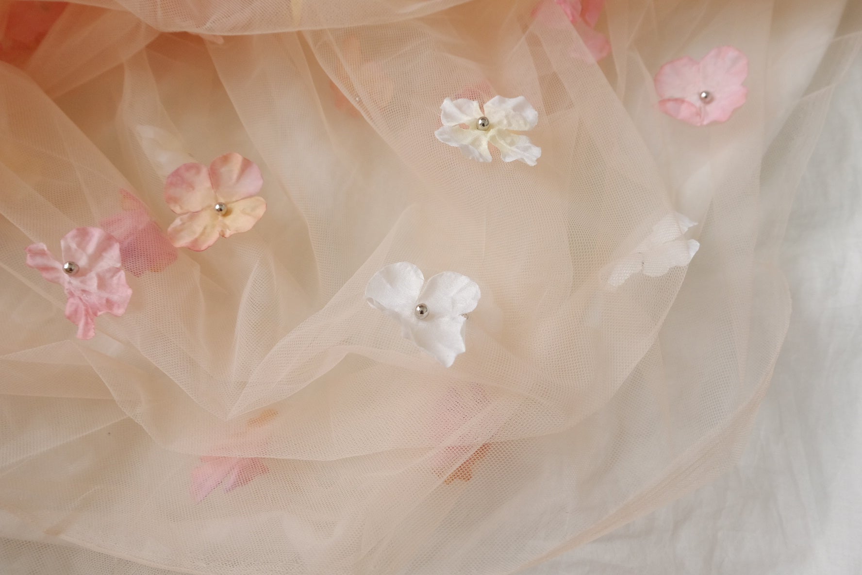 Blush 3D Floral Beaded Tulle Fabric — 2.19 yd