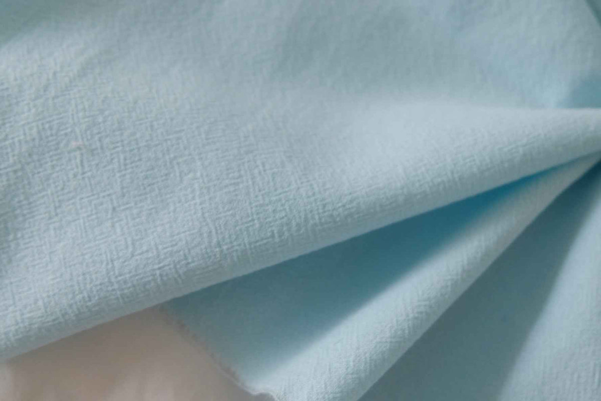 Soft Blue Washed Textured Cotton — 3.28 yd
