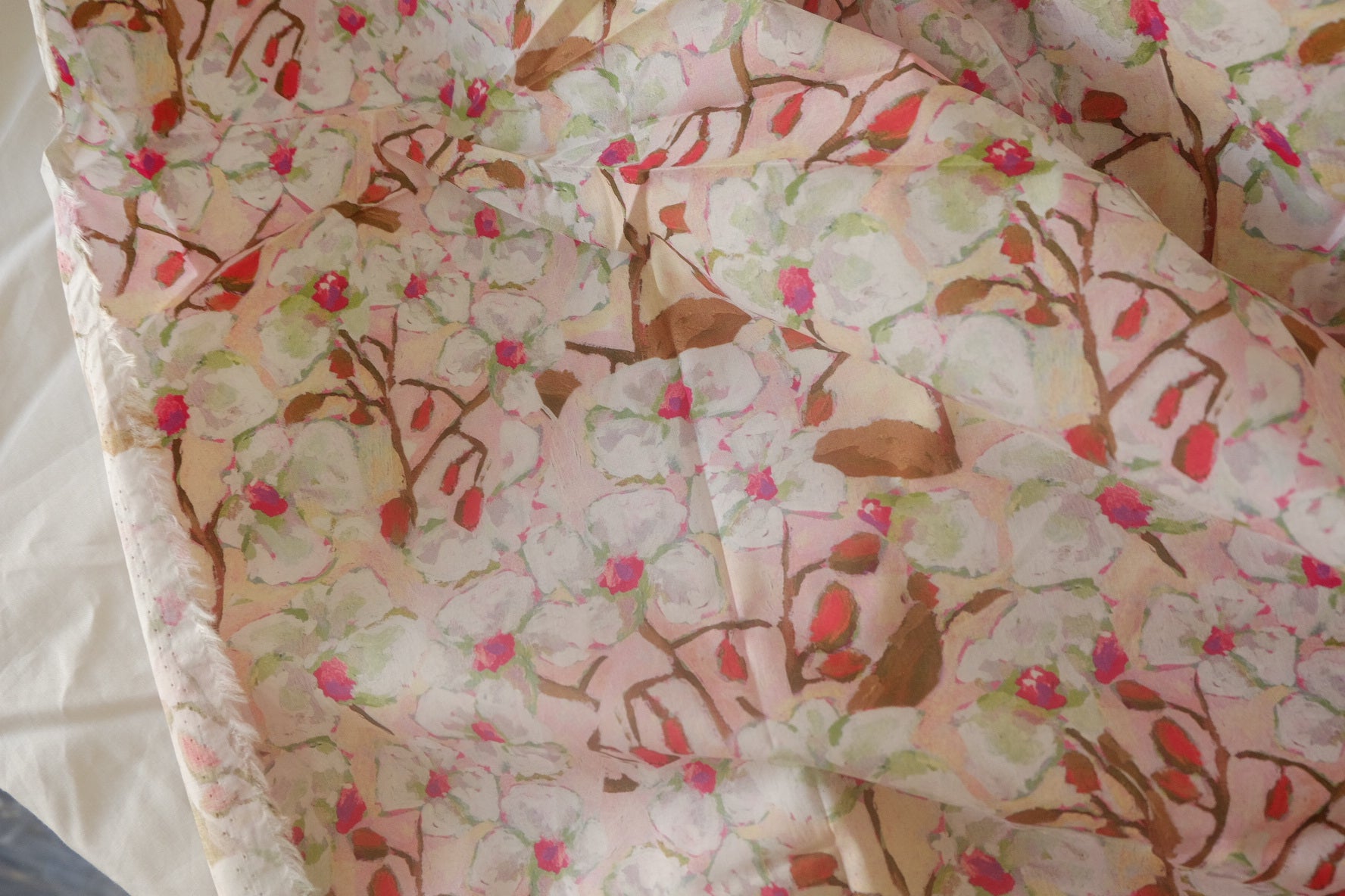 Blush Painterly Blossom Cotton – 3.8 yd
