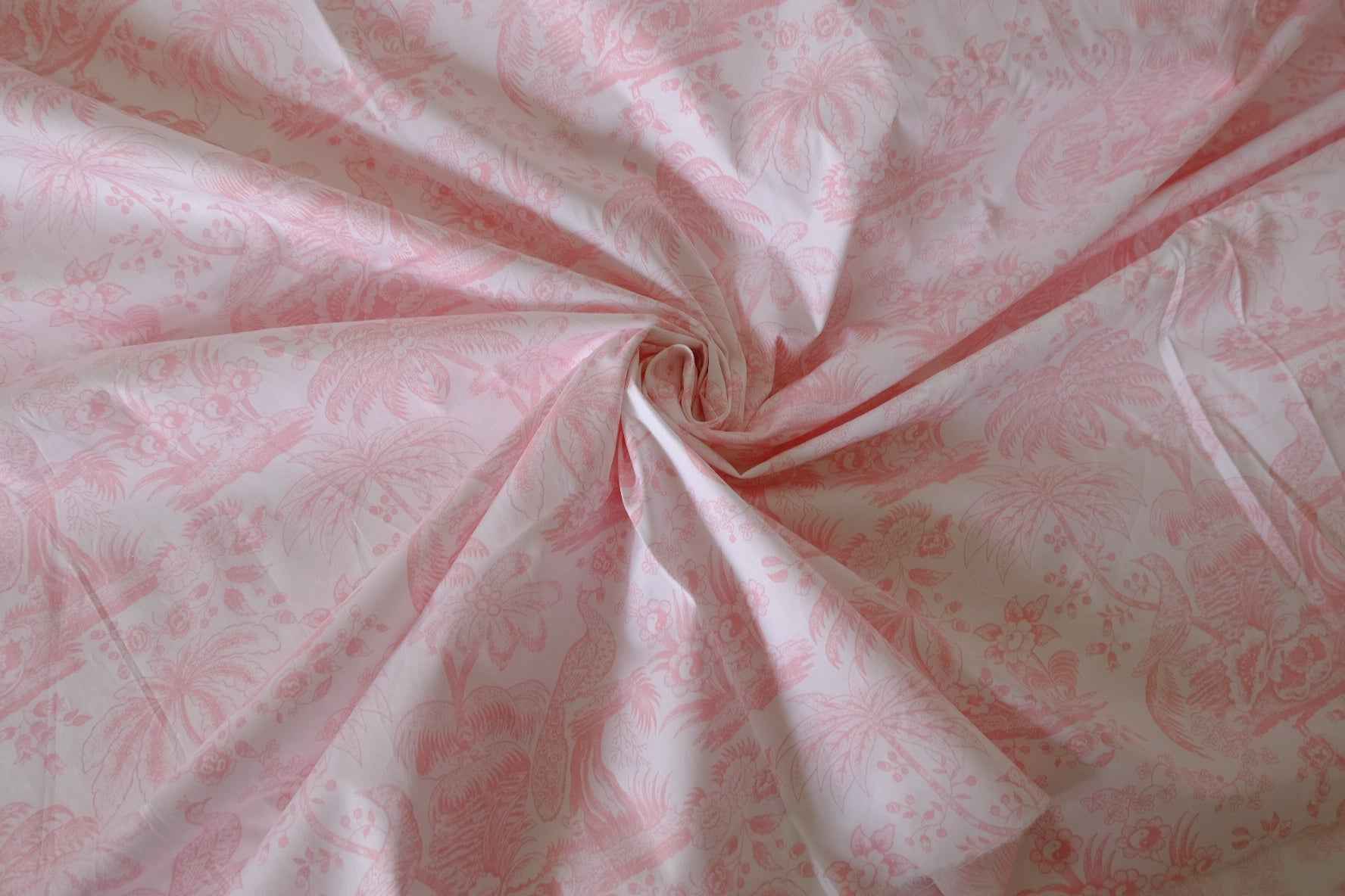 Pink Oriental Floral Cotton Sateen Fabric – 1.6 yd