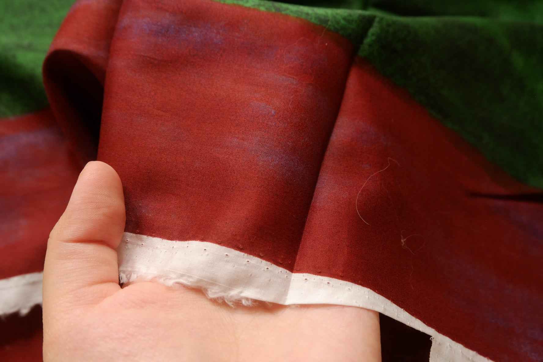 Painterly Green & Rust Stripe 100s Cotton Fabric, Lightweight Blouse Weight, 2.19 Yards