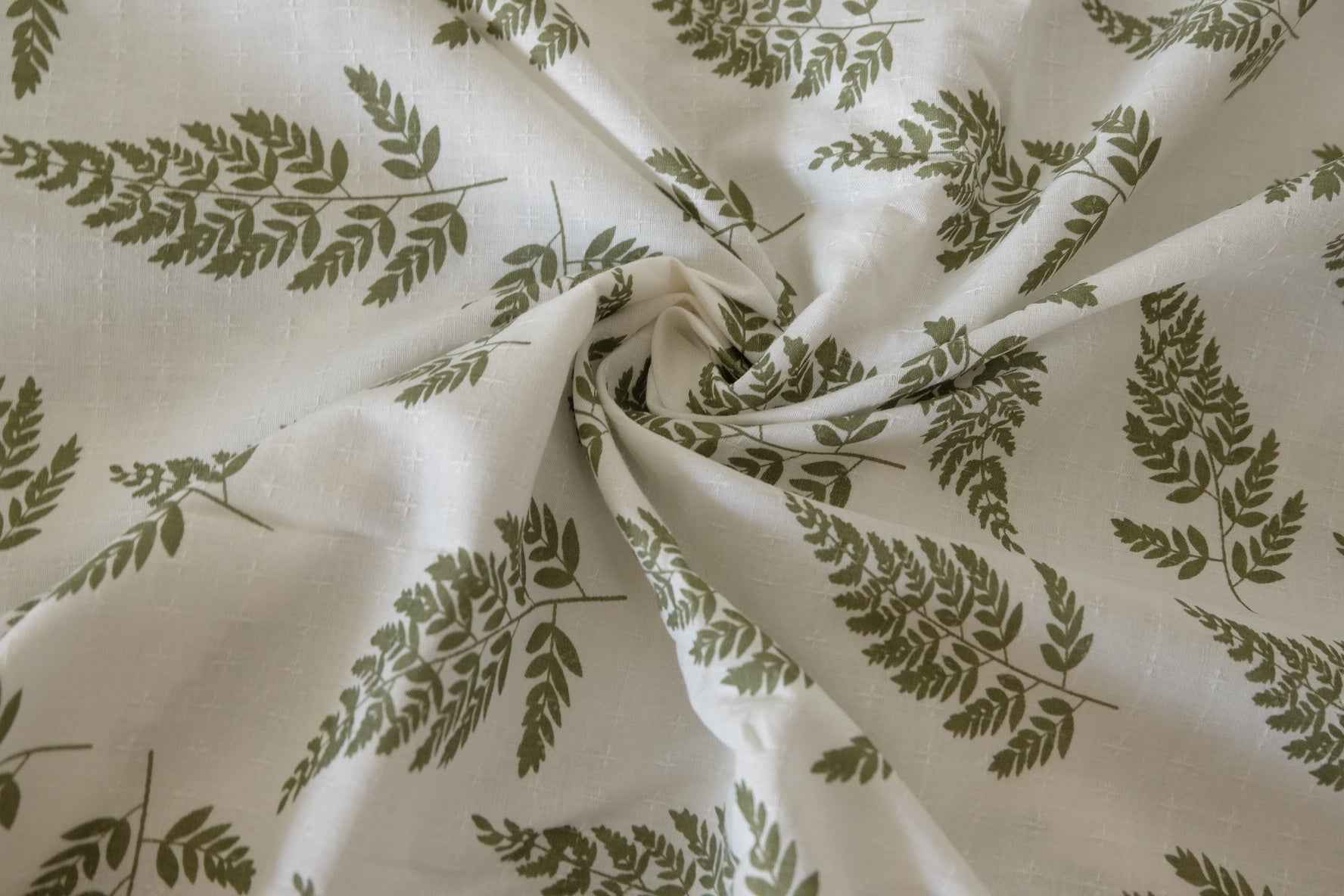 Fern Print Textured Linen Cotton Fabric – 2.2 yd