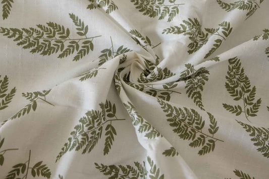 Fern Print Textured Linen Cotton Fabric – 2.2 yd
