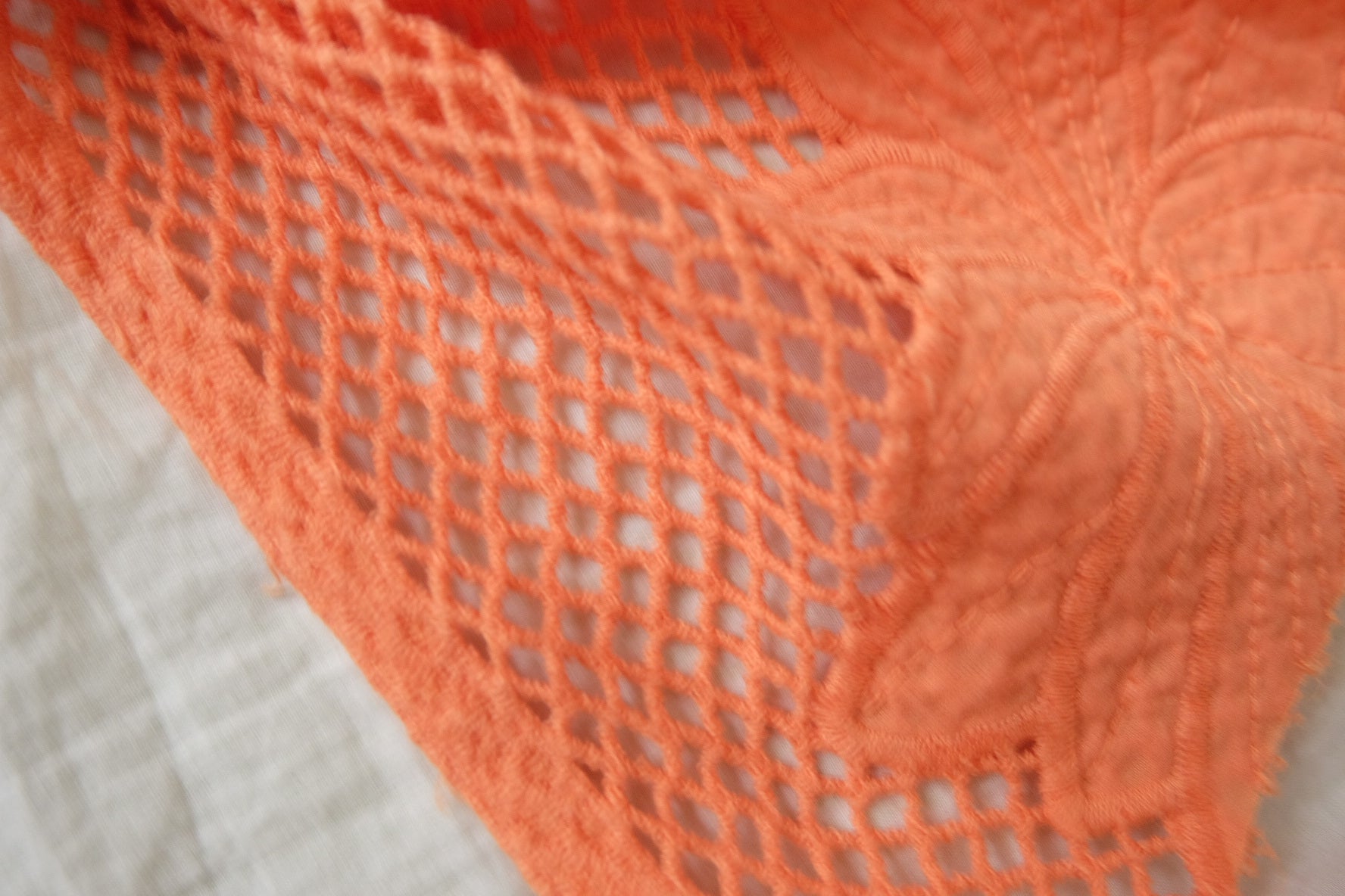 Coral Embroidered Openwork Fabric — 2.19 yd