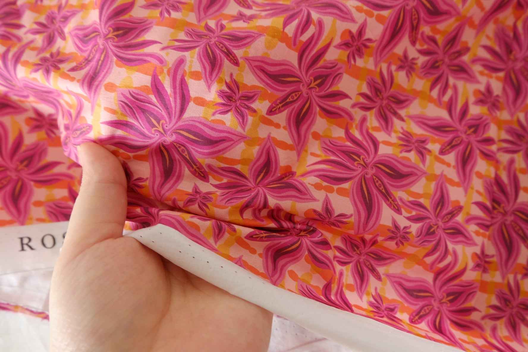 Pink Floral Cotton Lawn Fabric – 1.3 yd
