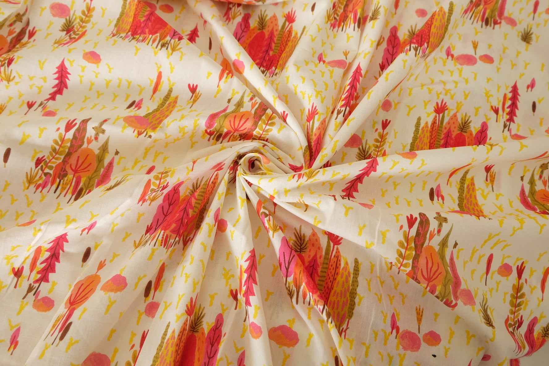 Coral Botanical Cotton Poplin — 3.83 yd