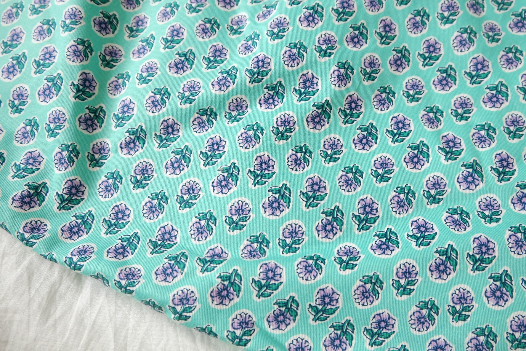 Mint Floral Cotton Twill, 2.19 Yards