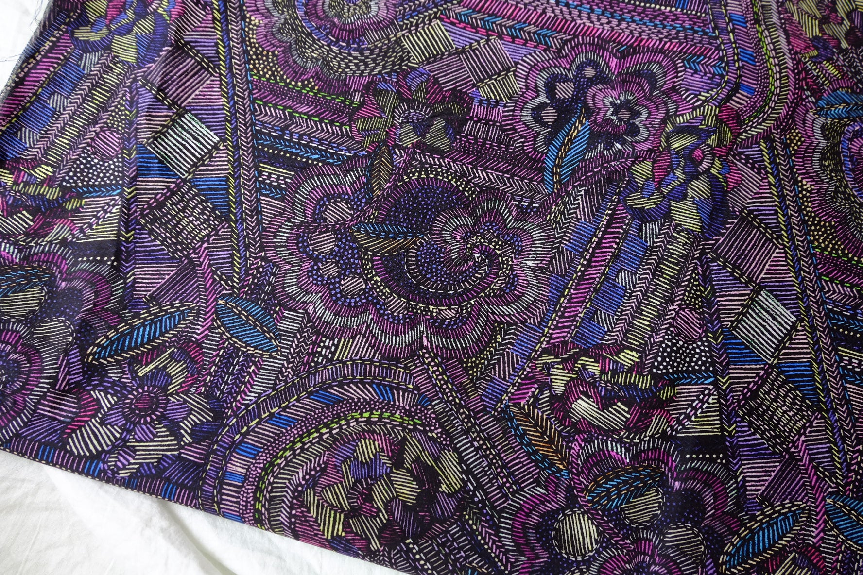 Embroidered-Look Dark Cotton Lawn — 2.84 yd
