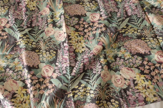 Dark Garden Floral Cotton Voile Fabric – 3.3 Yards