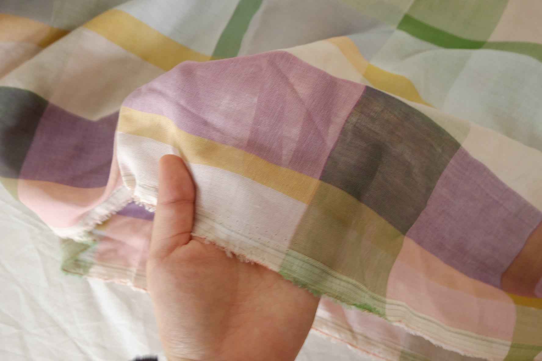 Pastel Yarn-Dyed Cotton Check Fabric – 2.2 yd