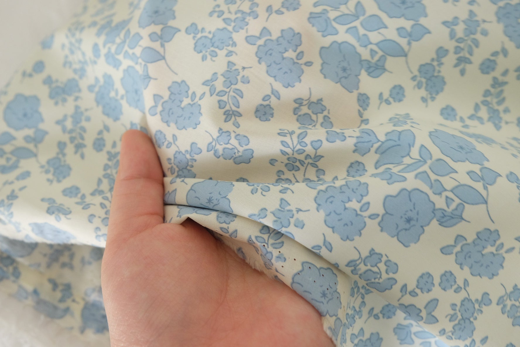 Blue Vintage Floral 60s Cotton Poplin Fabric – 3.3 yd