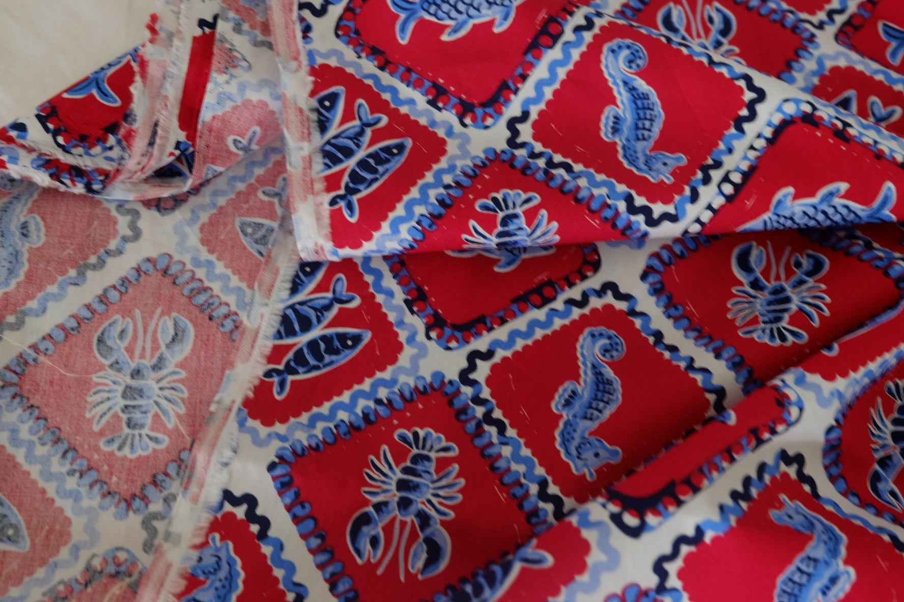 Retro Seaside Motif Cotton Poplin – 3.3 yd